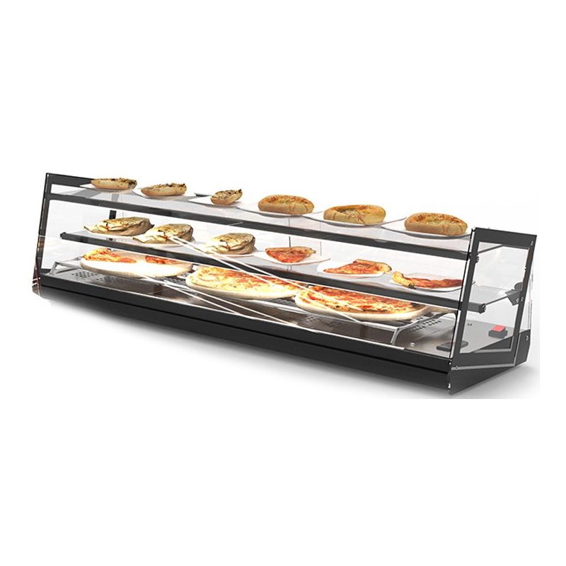 Vitrina caliente sobremostrador Kube SKU6L de triple exposición con calor seco, cristal templado y LED Vitrina caliente sobremostrador Kube SKU6L de triple exposición con calor seco, cristal templado y LED