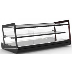 Vitrina neutra sobremostrador NKU4L de 3 niveles para tapas con cristal templado y estructura de acero inoxidable