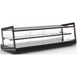 Vitrina neutra sobremostrador NKU6L de 3 niveles en acero inoxidable y cristal templado para exposición profesional