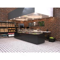 Vitrina refrigerada LOMA LM10P negra para carnes y pescados, 1 estante, cristal templado y puertas correderas