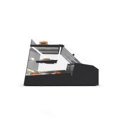 Vitrina refrigerada LOMA LM10P negra para carnes y pescados, 1 estante, cristal templado y puertas correderas