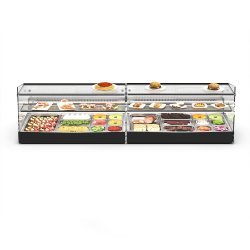 Vitrina refrigerada LOMA LM10 negra para carnes y pescados, 1 estante, cristal templado y puertas correderas