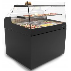 Vitrina refrigerada LOMA LM10P negra para carnes y pescados, 1 estante, cristal templado y puertas correderas