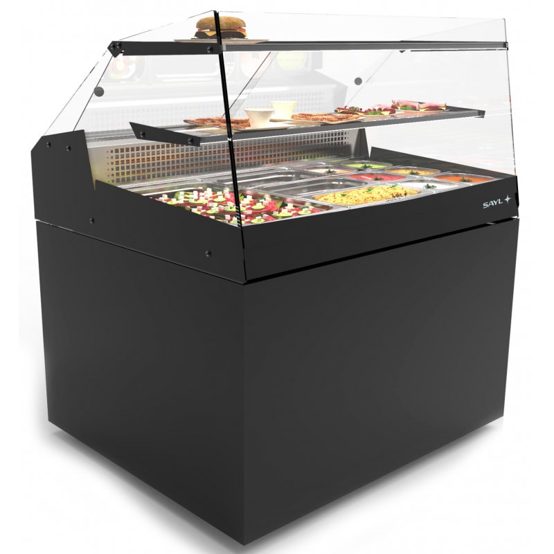 Vitrina refrigerada LOMA LM10P negra para carnes y pescados, 1 estante, cristal templado y puertas correderas Vitrina refrigerada LOMA LM10P negra para carnes y pescados, 1 estante, cristal templado y puertas correderas