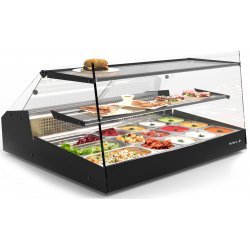 Vitrina refrigerada LOMA LM10 negra para carnes y pescados, 1 estante, cristal templado y puertas correderas