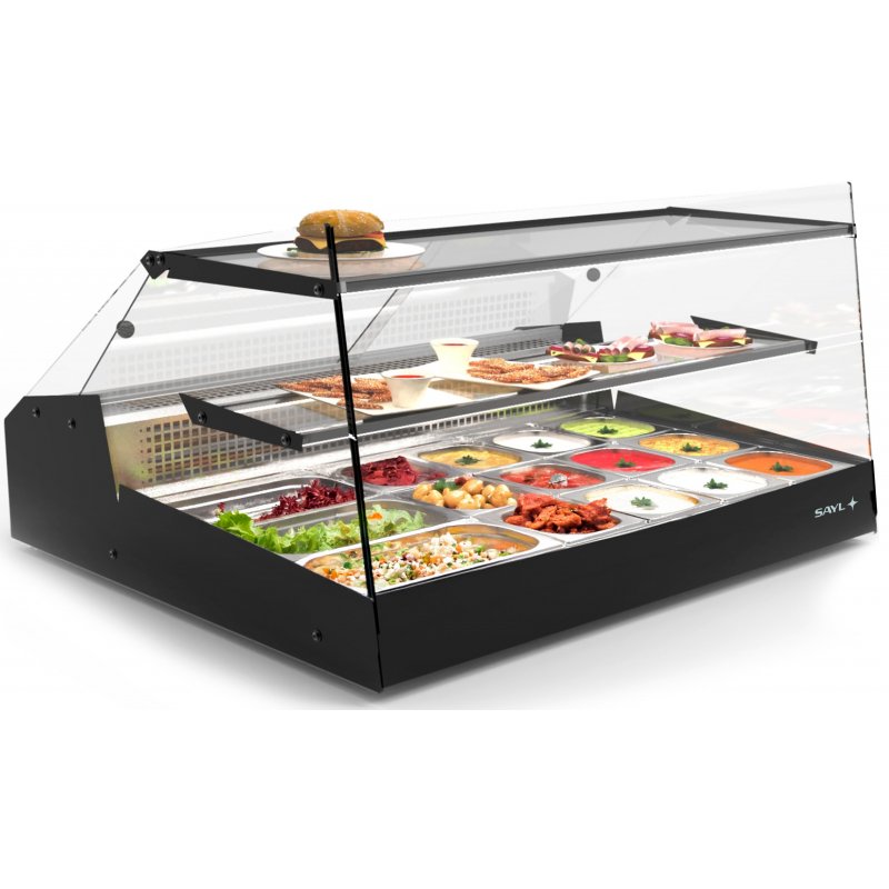 Vitrina refrigerada LOMA LM10 negra para carnes y pescados, 1 estante, cristal templado y puertas correderas Vitrina refrigerada LOMA LM10 negra para carnes y pescados, 1 estante, cristal templado y puertas correderas