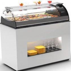 Vitrina refrigerada Maxiself VMX3E negra sobremostrador, cristal curvo templado, autoservicio y estante regulable