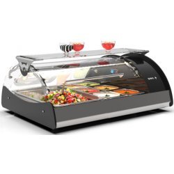 Vitrina refrigerada Maxiself VMX2E negra sobremostrador, cristal curvo templado, autoservicio y estante intermedio
