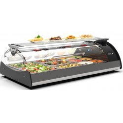 Vitrina refrigerada Maxiself VMX3E negra sobremostrador, cristal curvo templado, autoservicio y estante regulable