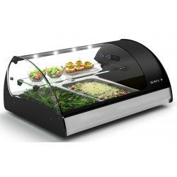 Vitrina refrigerada Splendid VS2 negra sobremostrador, cristal templado, puertas correderas traseras y estante fijo