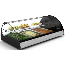 Vitrina refrigerada Splendid VS3 negra sobremostrador, cristal templado, puertas correderas traseras y estante regulable