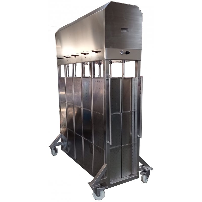 Prensa vertical para queso de acero inoxidable con 10 pistones neumáticos con puertas Scovali SCPV-10EV-P Prensa vertical para queso de acero inoxidable con 10 pistones neumáticos con puertas Scovali SCPV-10EV-P