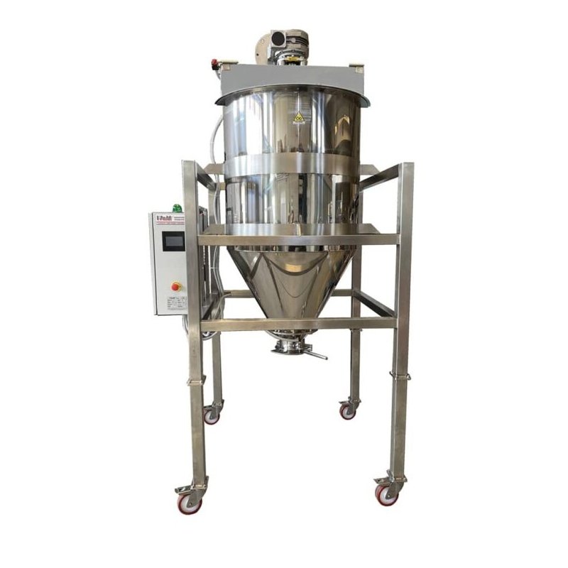 Mezcladora motorizada para polvos alimentarios, químicos o cosméticos con cuba de 500l