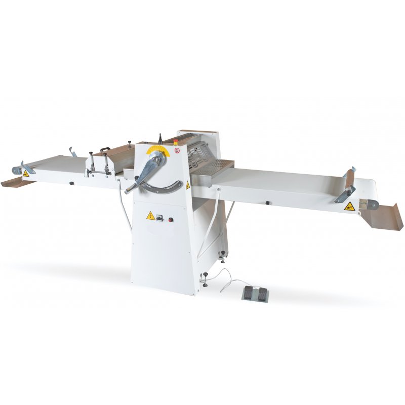 Laminadora de masa PM600 profesional de acero con rodillos ajustables y cintas a velocidad variable Laminadora de masa PM600 profesional de acero con rodillos ajustables y cintas a velocidad variable