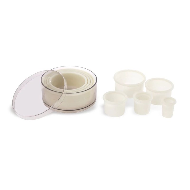 Caja de 9 cortapastas redondos lisos de poliglas