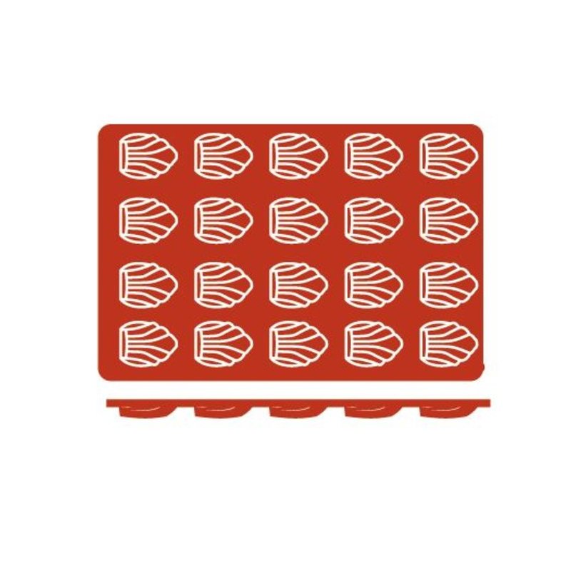 Molde de silicona de tamaño GN 1/3 en forma de Madalena de 3,8 x 3 centímetros