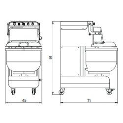 Amasadora de brazos verticales Bernardi BTX 24. Cuba de 35 litros/24 Kg