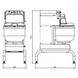 Amasadora de brazos verticales Bernardi BTX 24. Cuba de 35 litros/24 Kg