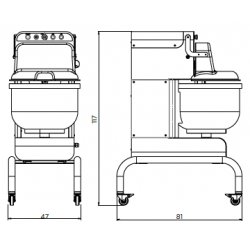 Amasadora de brazos verticales Bernardi BTX 24. Cuba de 35 litros/24 Kg