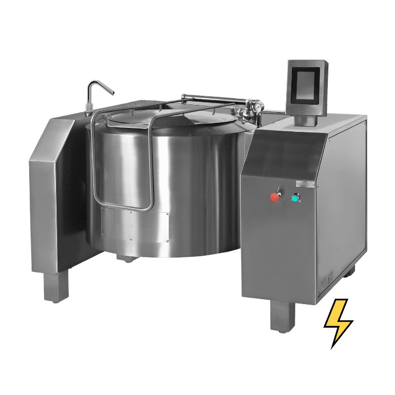 Marmita eléctrica indirecta con mezclador de 510 Litros PERM-500 con basculación eléctrica - 100ºC TouchScreen