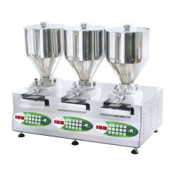 Inyectora dosificadora llenadora de engranajes eléctrica para pastelería y gastronomia con de 3 tolvas de 8,5 L