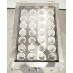 Mesa de desuerado con ruedas para la elaboración de quesos para moldes de medidas 900x600x700 mm