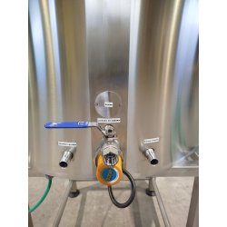Yogurtera profesional de 200 litros con brazo inclinado, panel frontal y reductor de salida Scovali