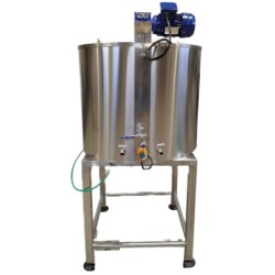 Yogurtera profesional de 200 litros con brazo inclinado, panel frontal y reductor de salida Scovali
