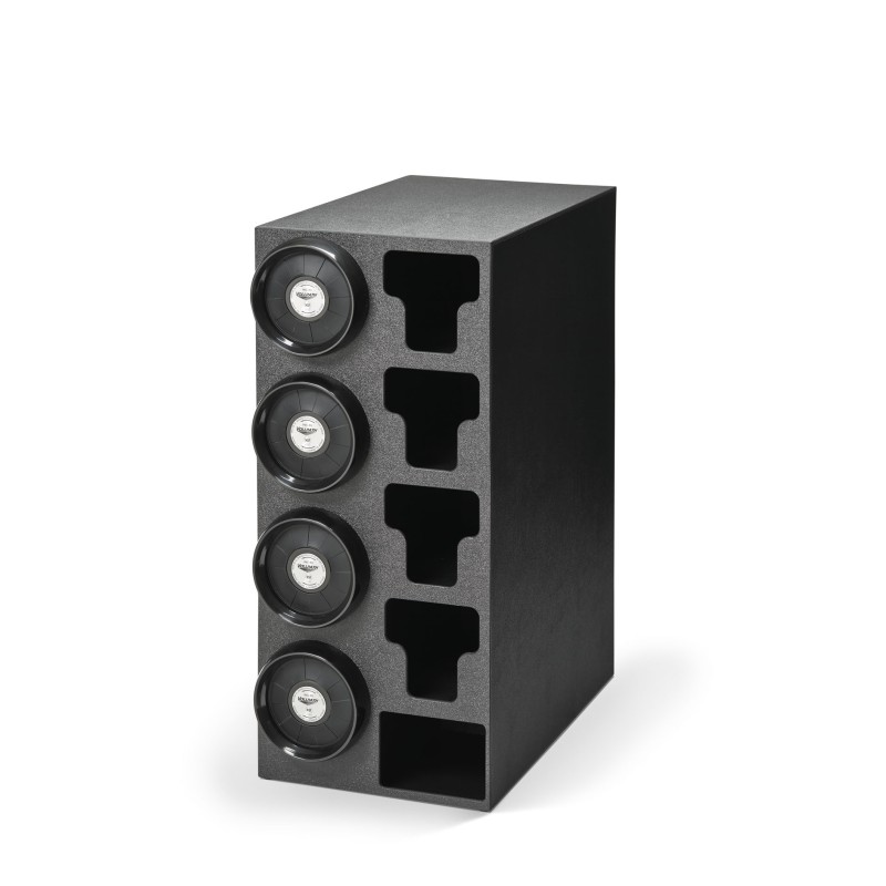 Mueble dispensador de vasos, tapas y pajitas de sobremesa con 4 dispensadores