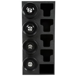 Mueble dispensador de vasos, tapas y pajitas de sobremesa con 4 dispensadores