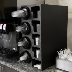 Mueble dispensador de vasos, tapas y pajitas de sobremesa con 4 dispensadores