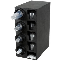 Mueble dispensador de vasos, tapas y pajitas de sobremesa con 4 dispensadores