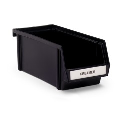 Cubeta dispensadora de autoservicio negra para cubiertos y condimentos