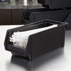 Cubeta dispensadora de autoservicio negra para cubiertos y condimentos
