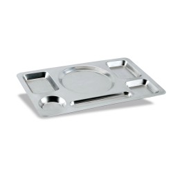 Bandeja de autoservicio de acero inoxidable con 6 compartimentos