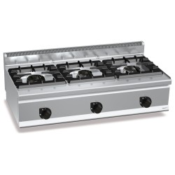 Cocina a gas industrial 3 fuegos High Power de sobremesa Plus 600