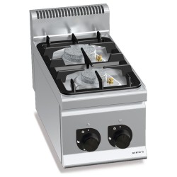 Cocina a gas industrial 2 fuegos de sobremesa 30 cm Plus 600