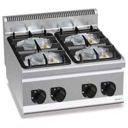 Cocina a gas industrial 4 fuegos de sobremesa Plus 600
