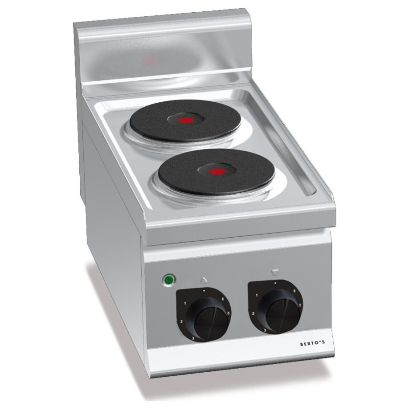Cocina eléctrica industrial 2 placas de sobremesa Berto's Plus 600