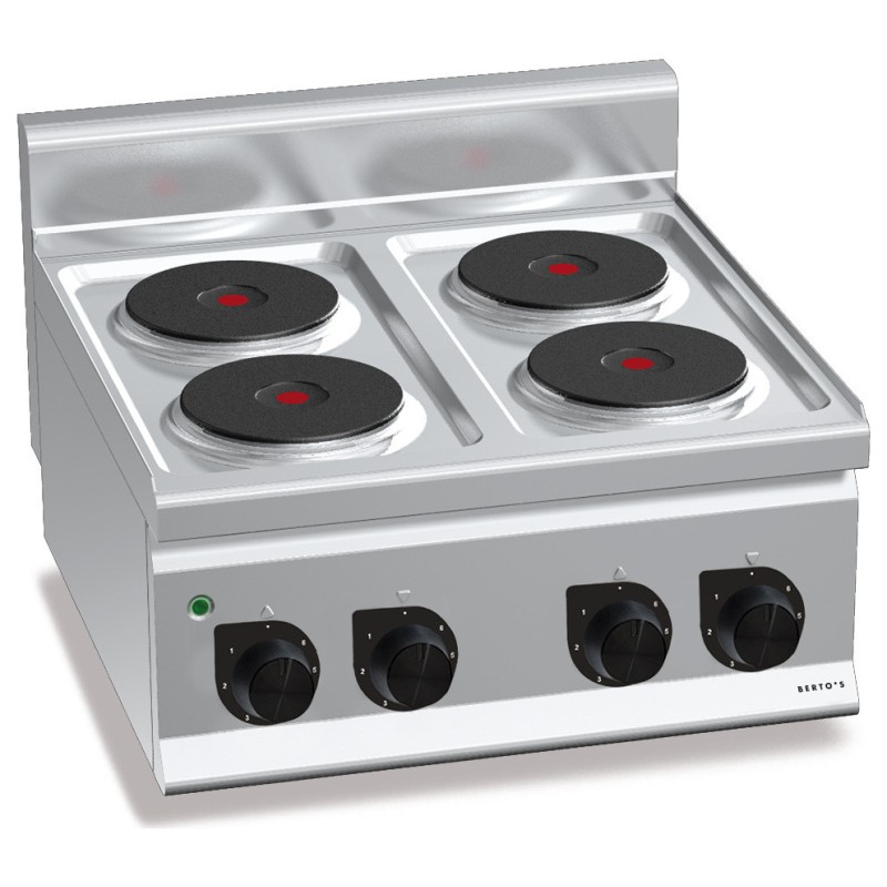 Cocina eléctrica industrial 4 placas de sobremesa Berto's Plus 600