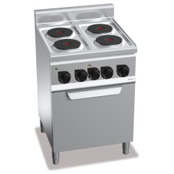 Cocina eléctrica industrial 4 placas con horno eléctrico de convección Plus 600