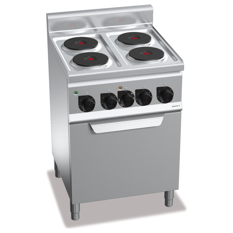 Cocina eléctrica industrial 4 placas con horno eléctrico de convección Berto's Plus 600