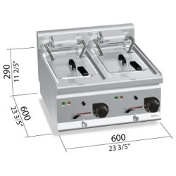 Freidora industrial eléctrica 10+10 litros 2 x 6 kW Berto's Plus 600