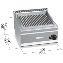 Barbacoa de piedra volcánica a gas 8 kW de sobremesa Berto's Plus 600