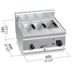 Cuece pastas eléctrico 25 litros con 3 cestas Berto's Plus 600