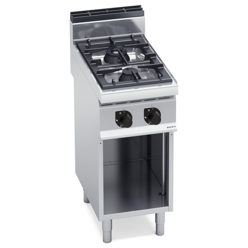 Cocina a gas industrial 2 fuegos Max Power con mueble Berto's Macros 700