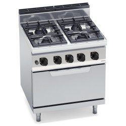 Cocina a gas industrial 4 fuegos Max Power con horno a gas GN 2/1 Macros 700