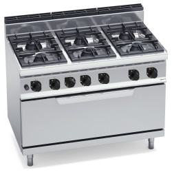 Cocina a gas industrial 6 fuegos con horno a gas Maxi Macros 700