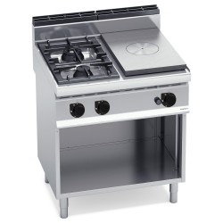 Cocina a gas 2 fuegos con placa radiante coup de feu y mueble Macros 700