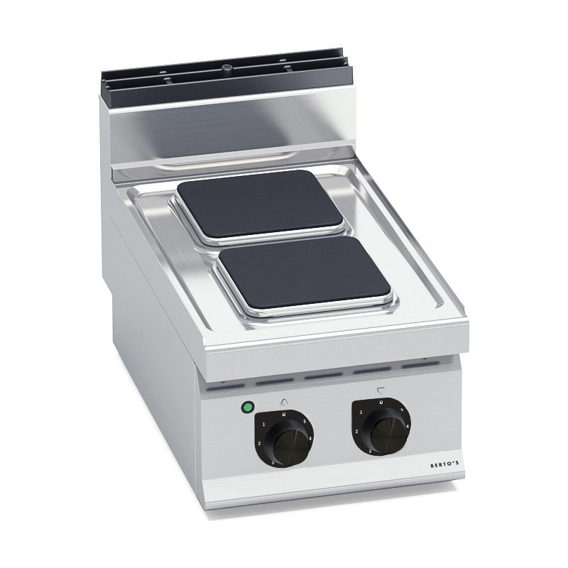 Cocina eléctrica industrial 2 placas cuadradas de sobremesa Berto's Macros 700